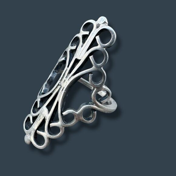 Mexican Sterling Silver Abstract Scroll Ring Vintage Modernist Midcentury Size 6 - Picture 4 of 6